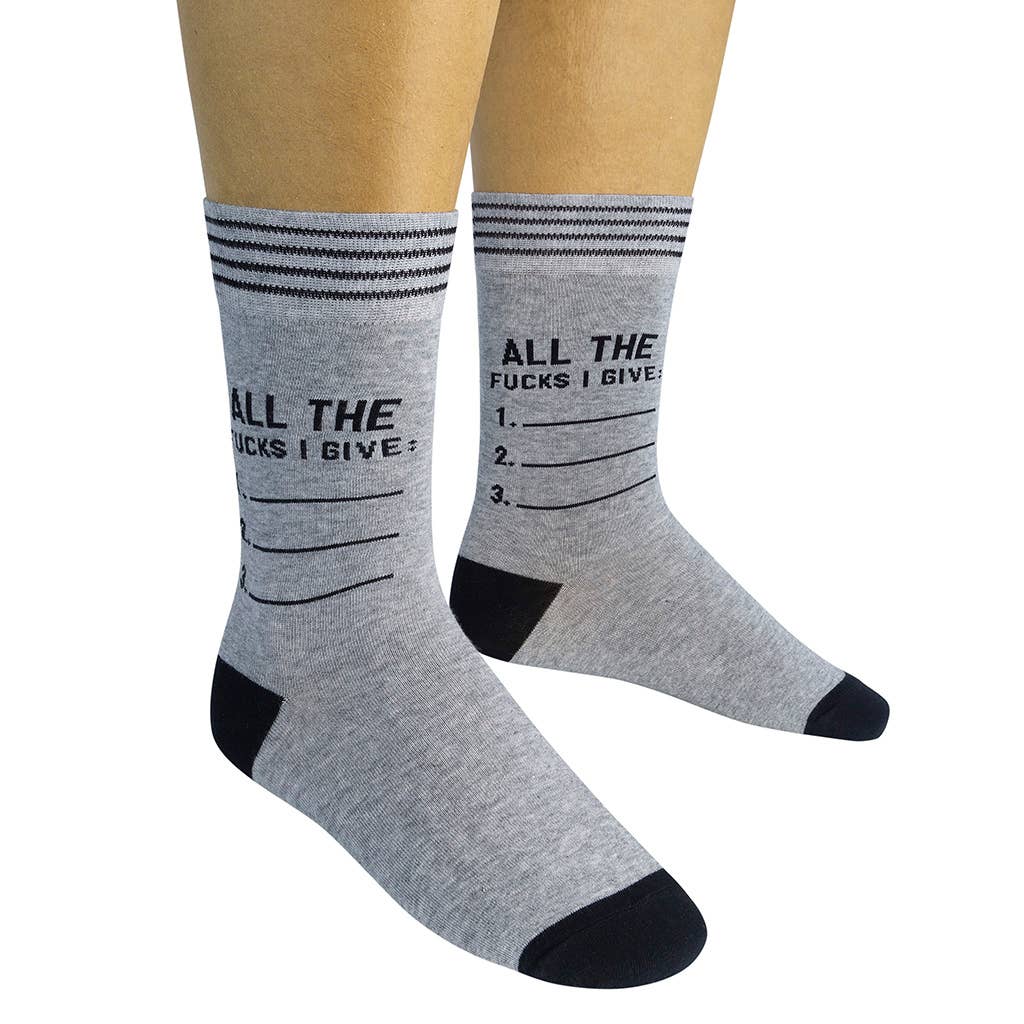 List Of All The Fucks I Give Socks - Closeout | Funatic - HER Home Design Boutique